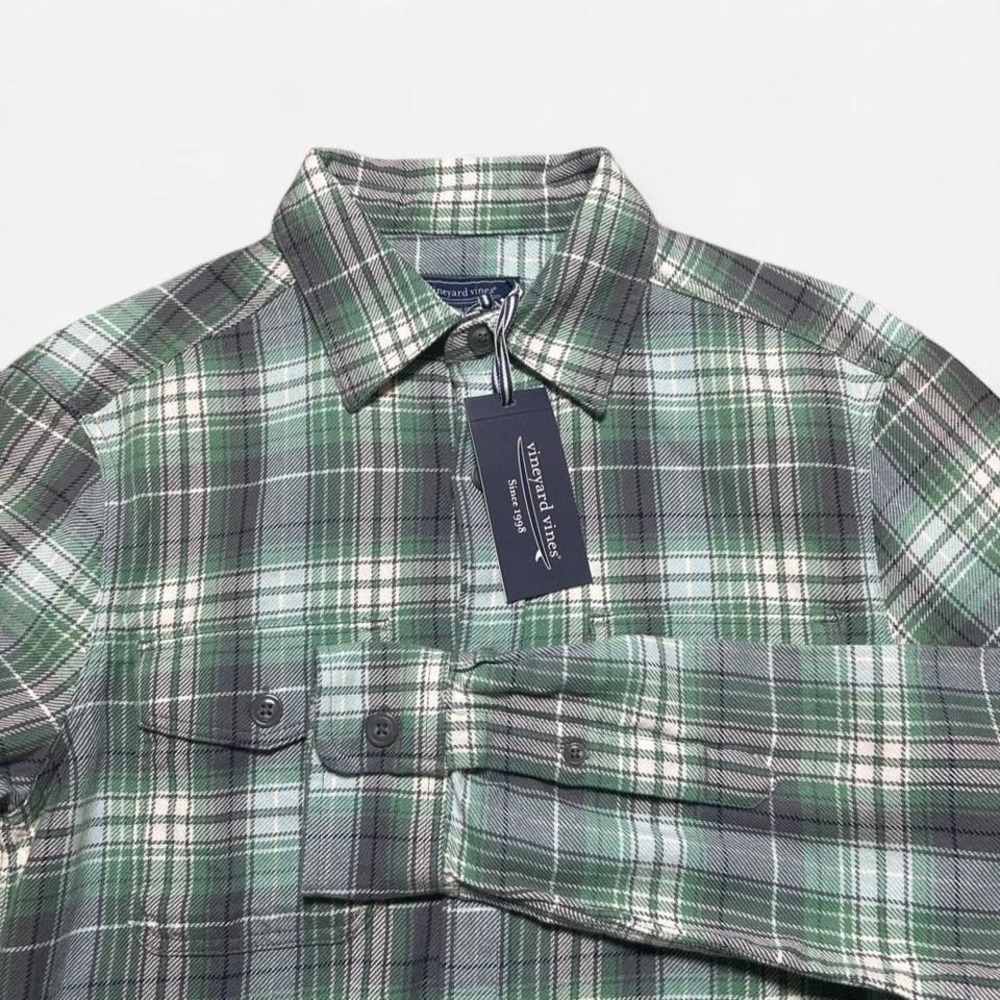 NWT Vineyard‎ Vines Twill Utility Flannel Aqua Haze Size Small